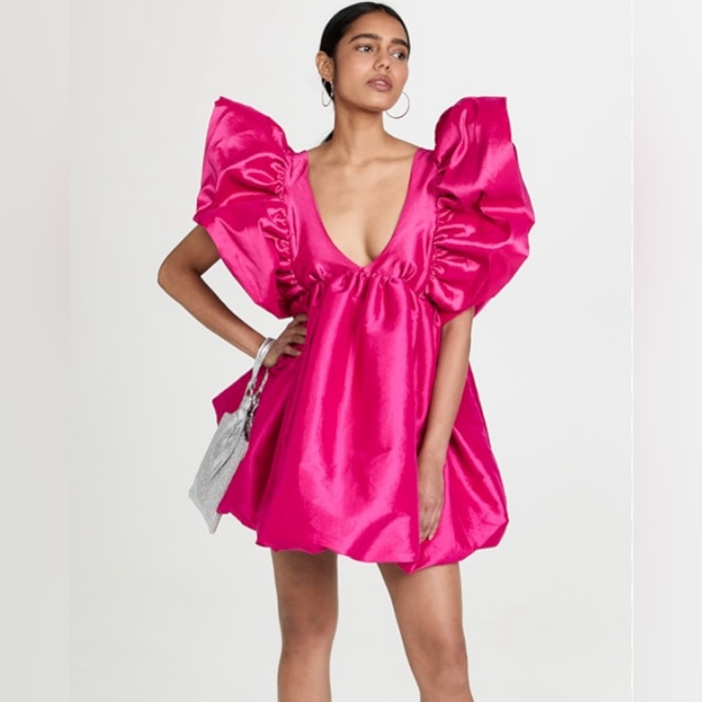 Kika Vargas Adri Dress Size XS Like New. Fuscia. Taffeta. Worn once.